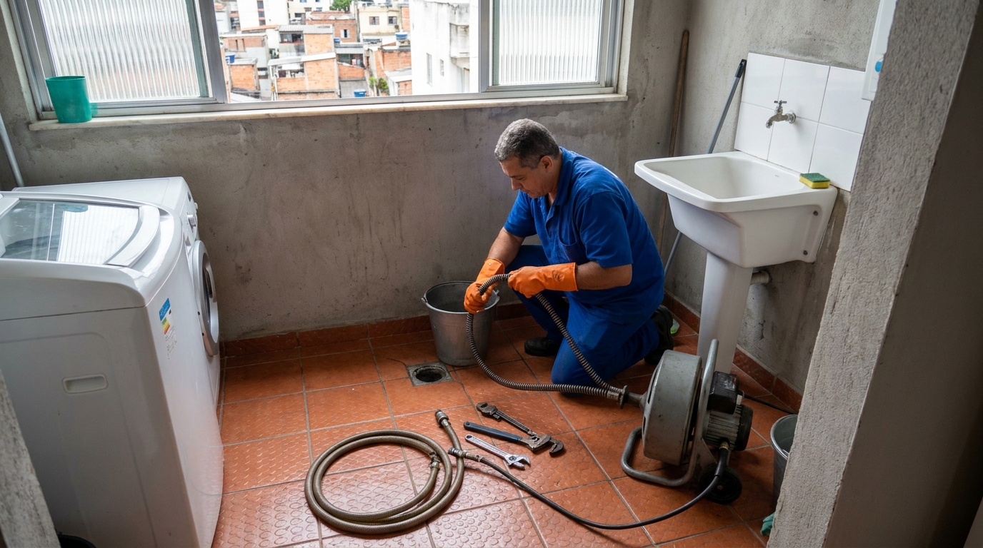 Desentupimento de ralo com equipamento em Anápolis‑GO